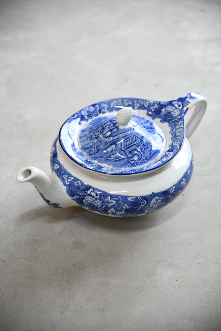 Woods Ware English Scenery Blue & White Teapot