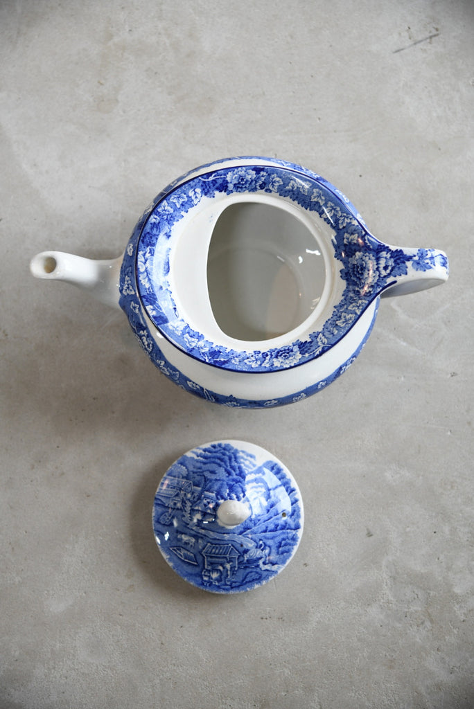 Woods Ware English Scenery Blue & White Teapot