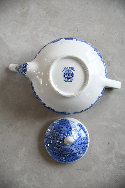 Woods Ware English Scenery Blue & White Teapot