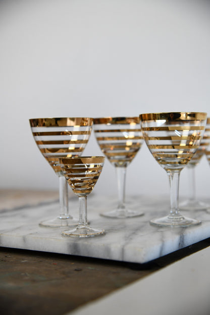 Vintage Gold Liquer Glasses