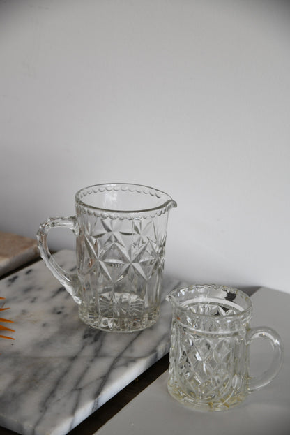 Two Vintage Moulded Glass Jugs