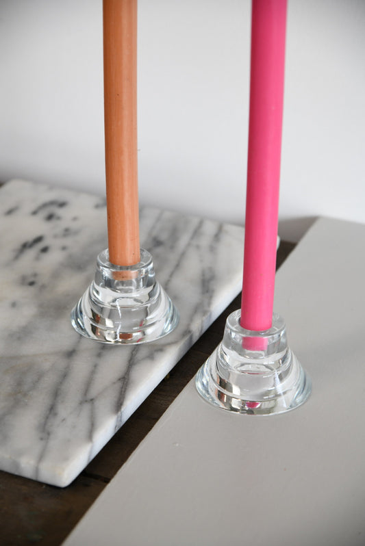 4 Vintage Glass Candlesticks