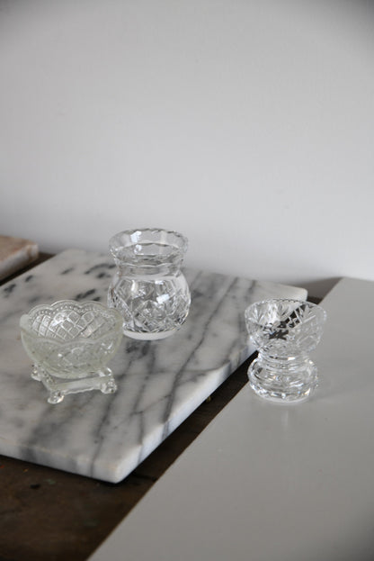 3 Vintage Glass Vase & Pot