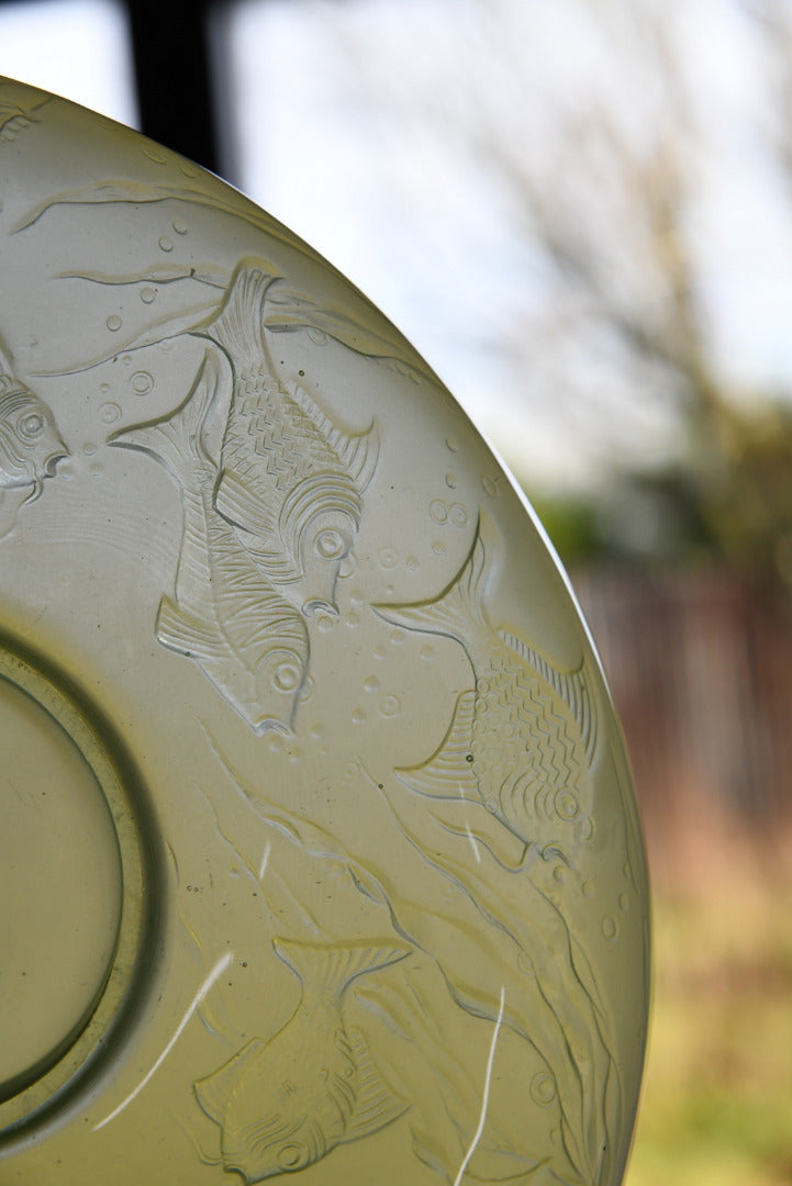 Two Deco Green Glass Bowls