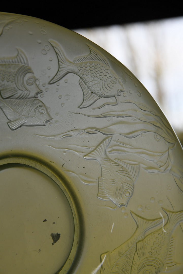 Two Deco Green Glass Bowls