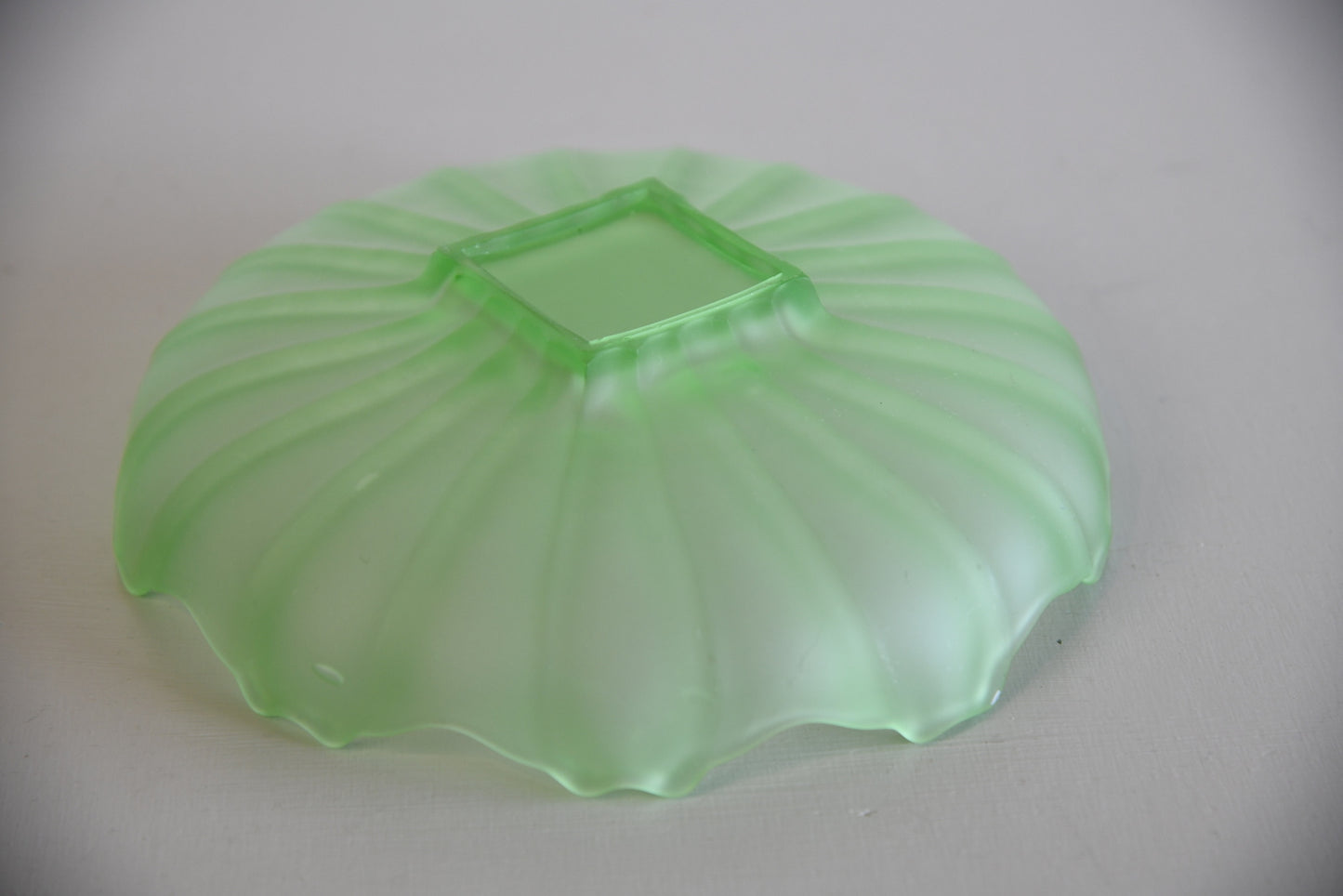 Two Deco Green Glass Bowls