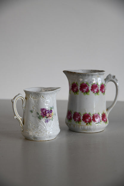 Pair Vintage Floral Jugs