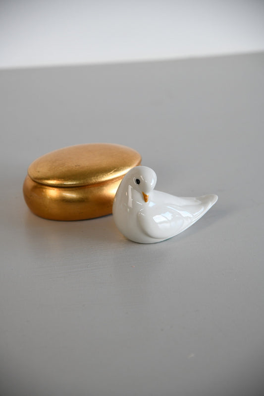 Gilt Trinket Pot White Dove Ornament