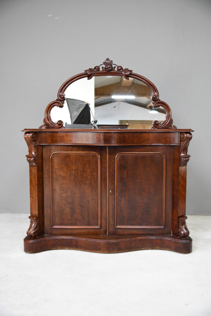 Victorian Mahogany Serpentine Mirror Back Chiffonier