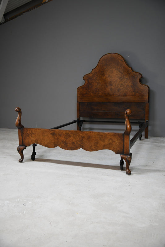 Queen Anne Style Walnut Double Bed Frame