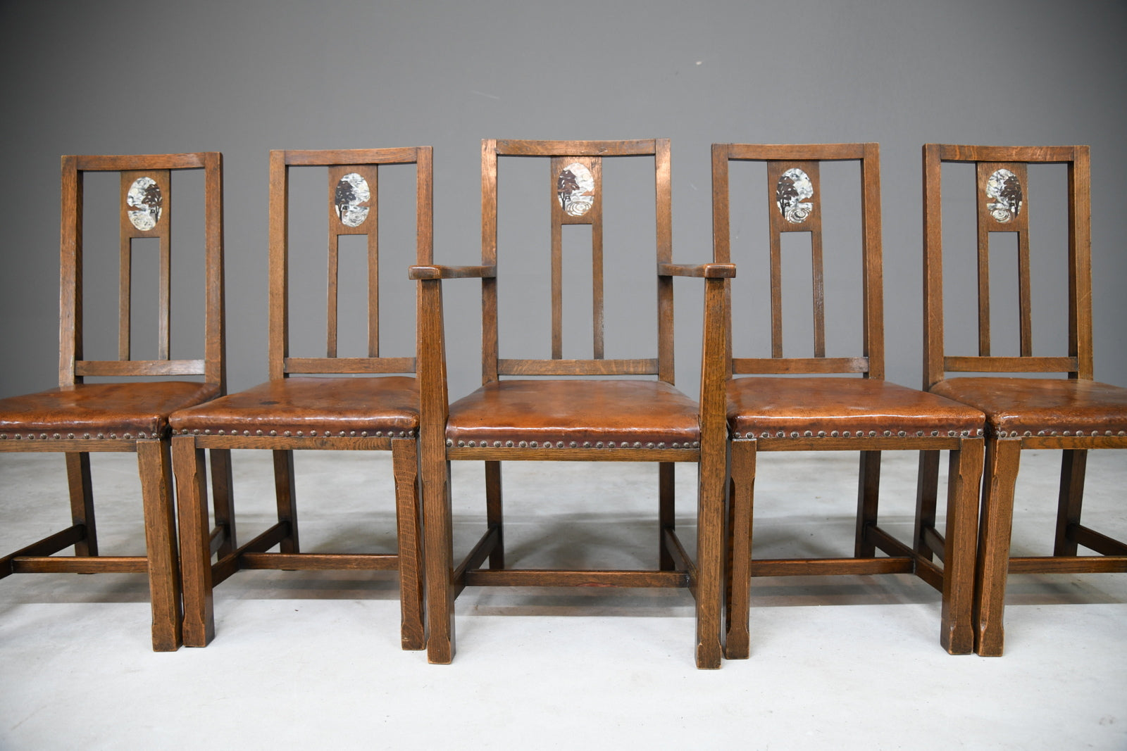 Set 5 Arts & Crafts Dining Chairs