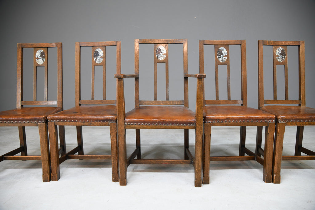 Set 5 Arts & Crafts Dining Chairs