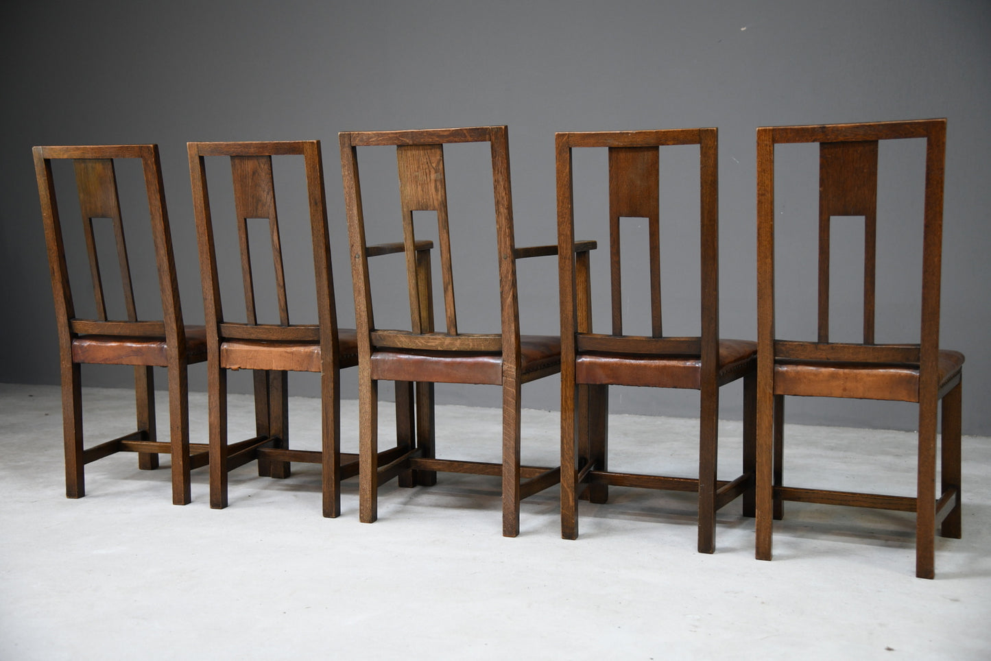 Set 5 Arts & Crafts Dining Chairs