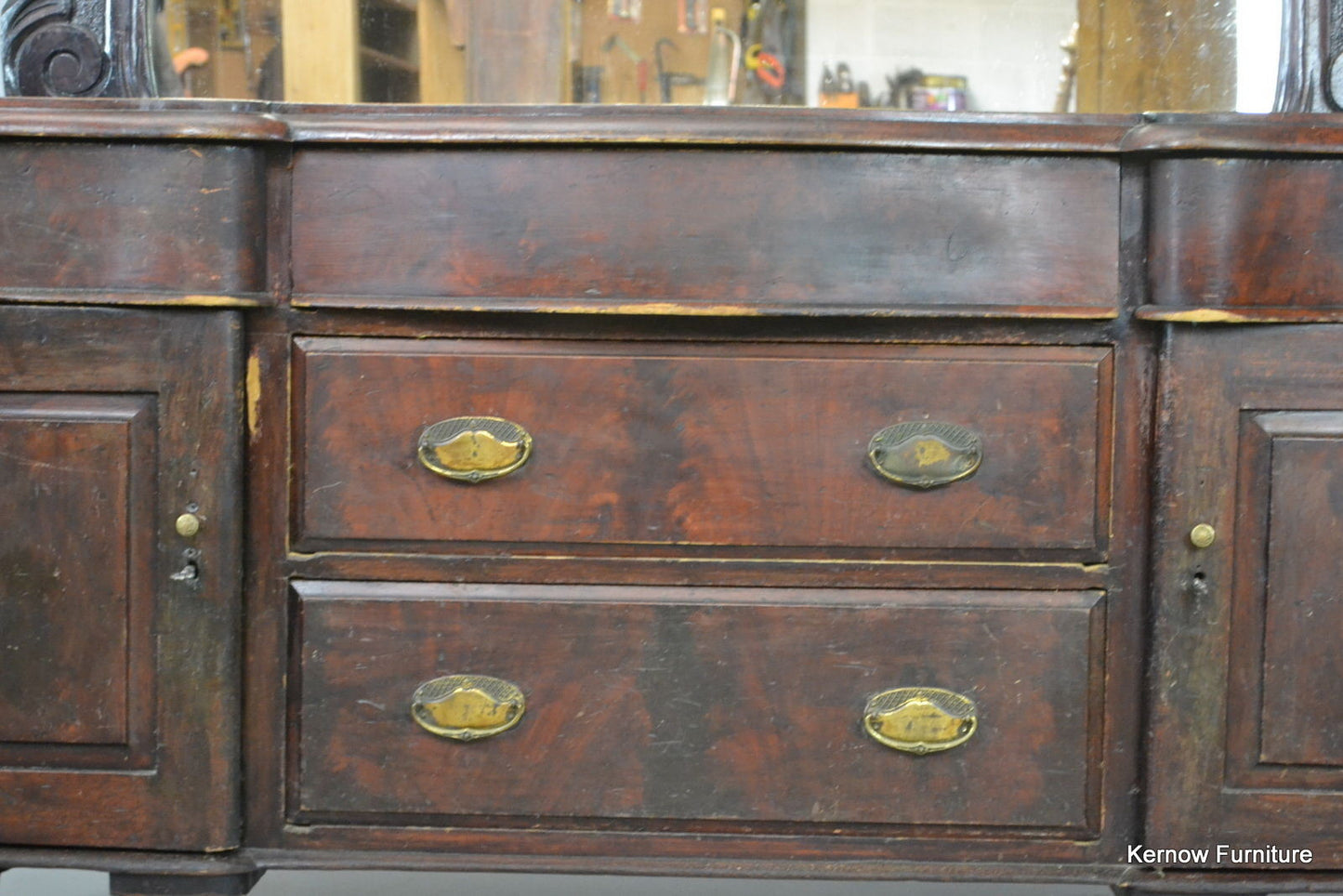 Well Worn Rustic Mahogany Mirror Back Sideboard - Kernow Furniture