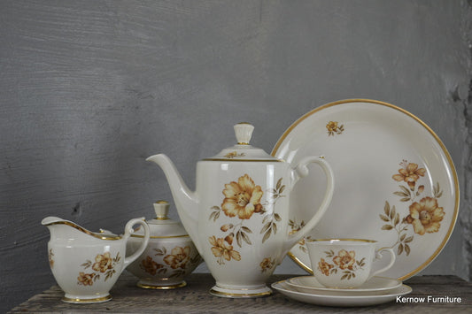 Arabia Finland Vintage Gold Floral Coffee Set - Kernow Furniture