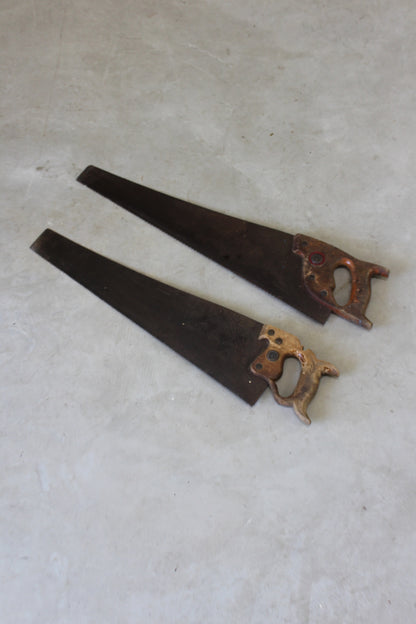 Pair Vintage Wooden Hand Saws - Kernow Furniture