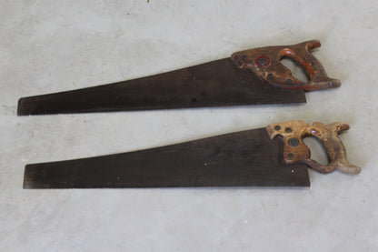 Pair Vintage Wooden Hand Saws - Kernow Furniture