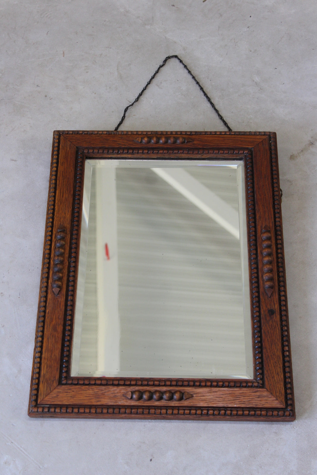 Vintage 1940s Small Oak Wall Mirror - Kernow Furniture