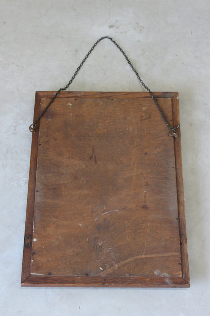 Vintage 1940s Small Oak Wall Mirror - Kernow Furniture