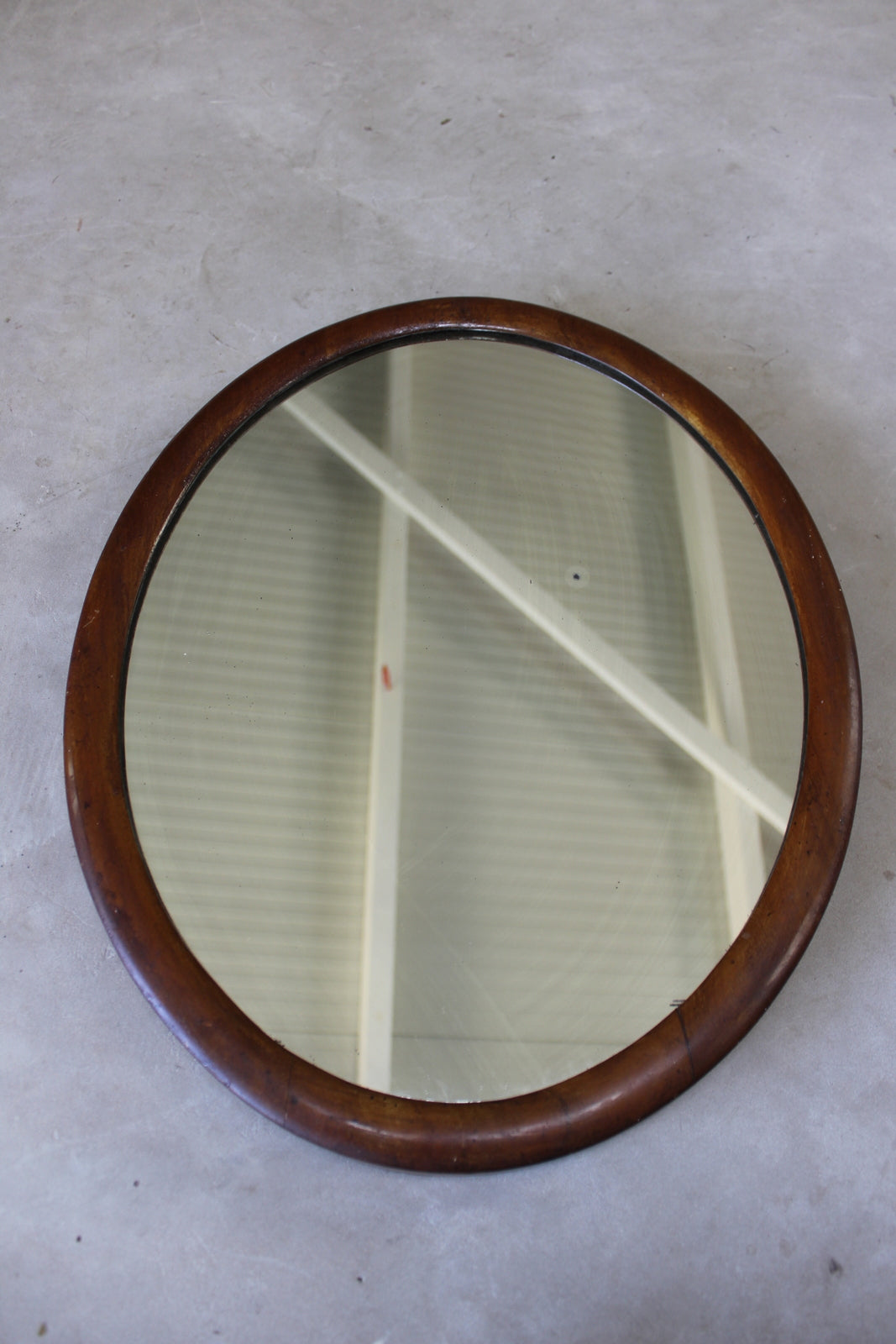 Mahogany Antique Oval Wall Mirror - Kernow Furniture