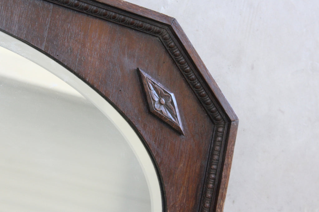 1940s Dark Oak Over Mantle Mirror - Kernow Furniture
