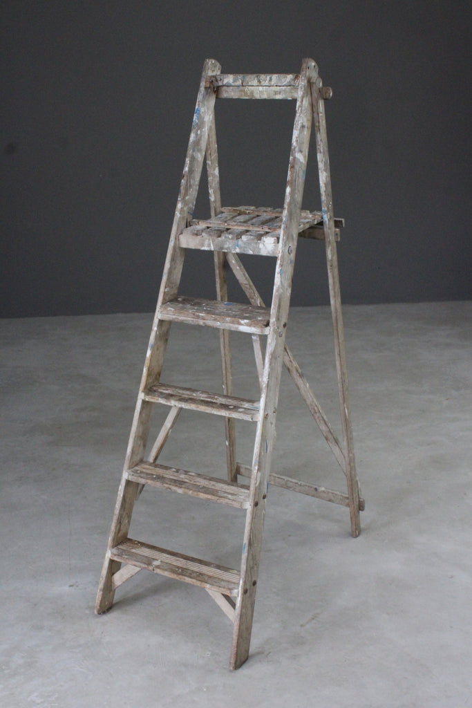 Vintage Folding Wooden Step Ladder - Kernow Furniture