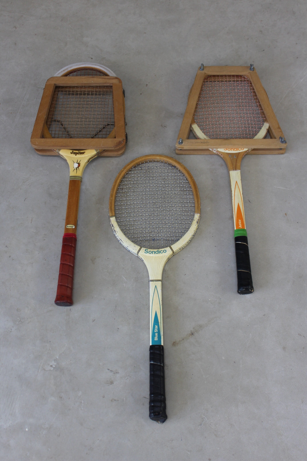 3 Vintage Wooden Tennis Rackets - Kernow Furniture