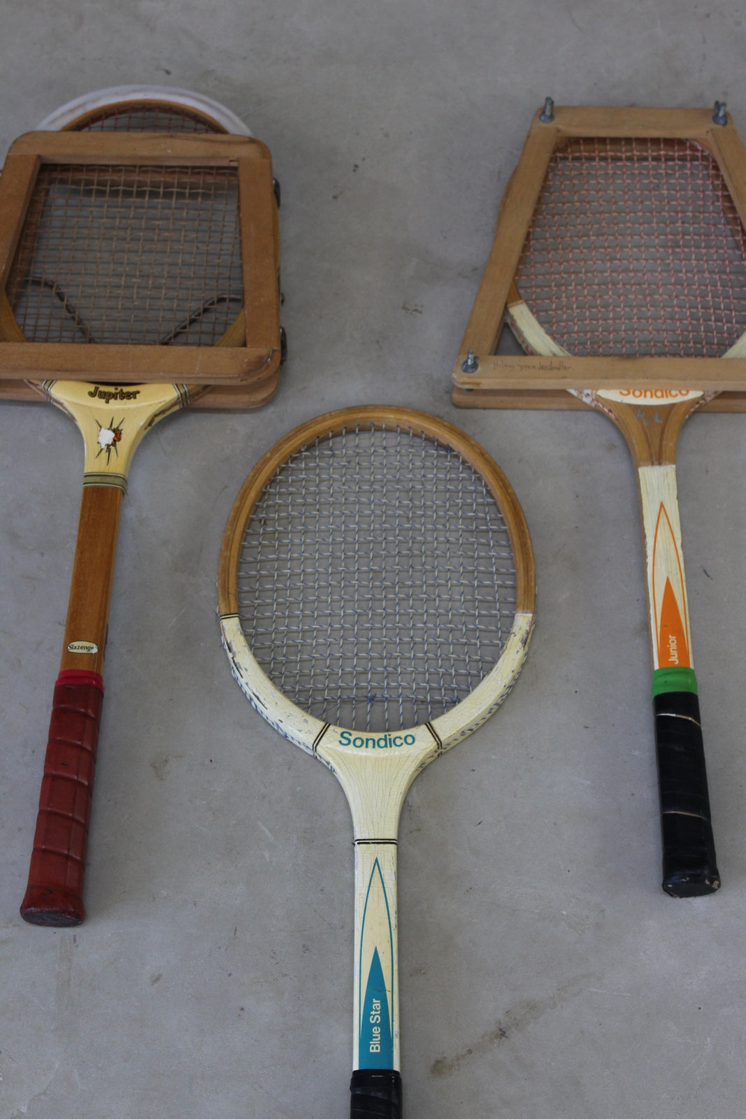 3 Vintage Wooden Tennis Rackets - Kernow Furniture