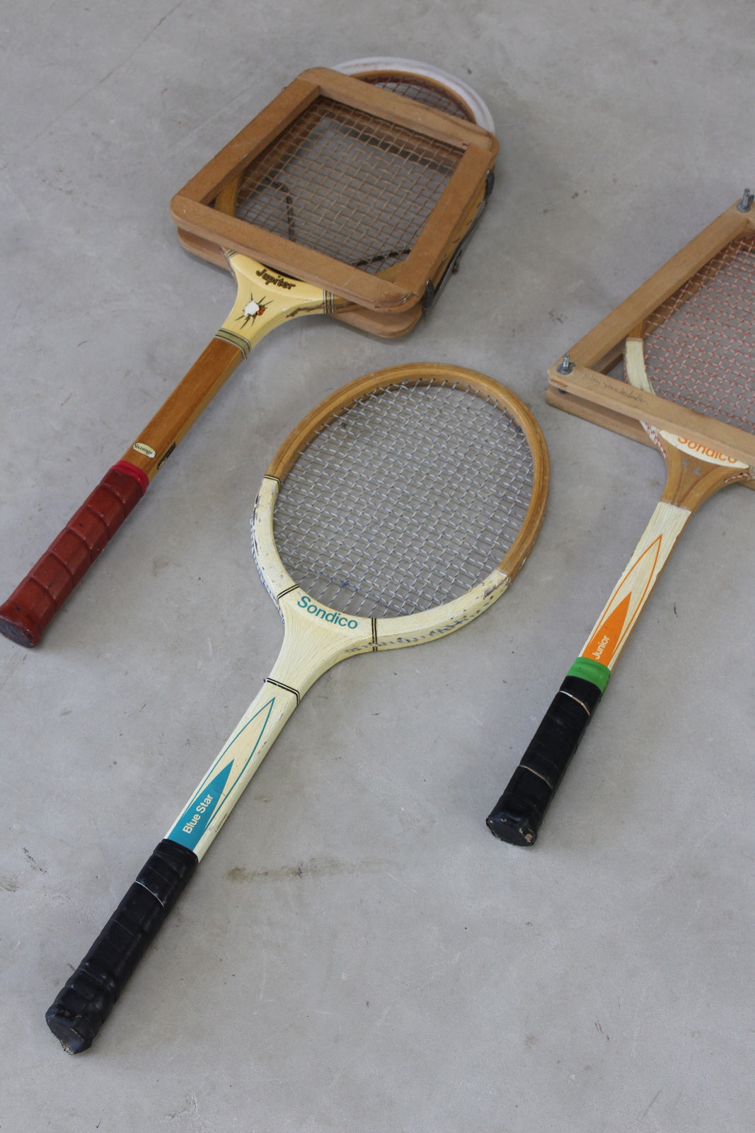 3 Vintage Wooden Tennis Rackets - Kernow Furniture