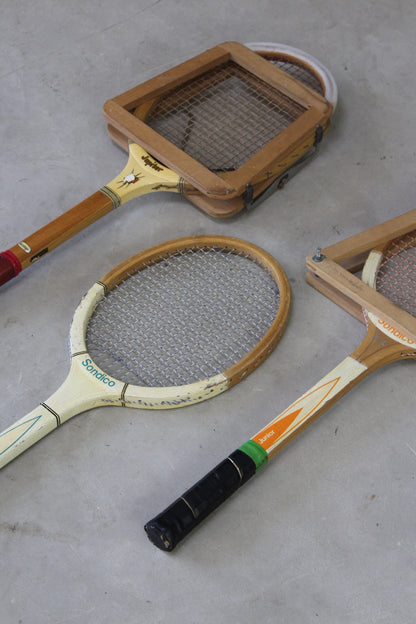 3 Vintage Wooden Tennis Rackets - Kernow Furniture