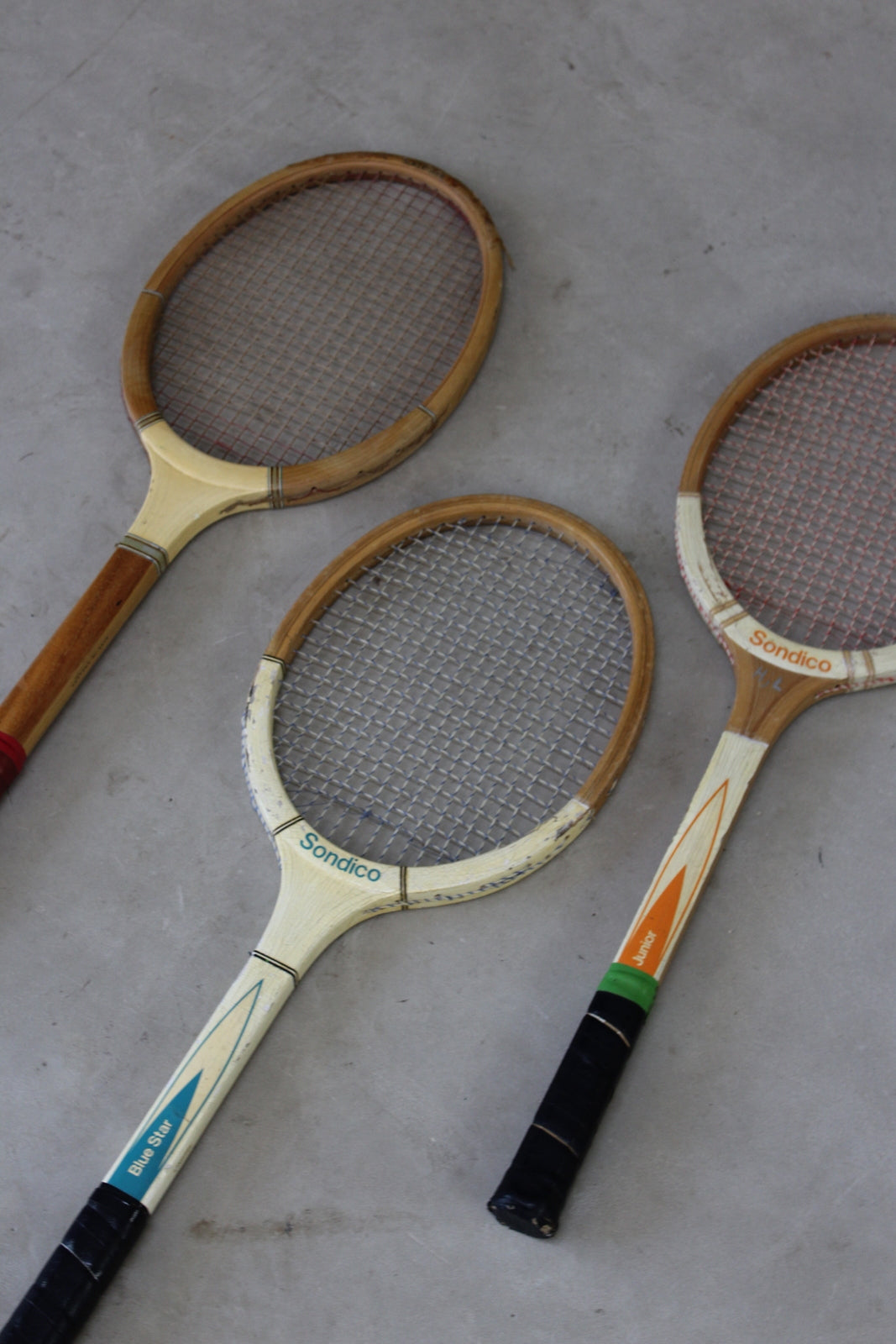 3 Vintage Wooden Tennis Rackets - Kernow Furniture