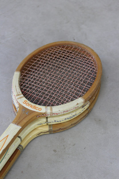 3 Vintage Wooden Tennis Rackets - Kernow Furniture