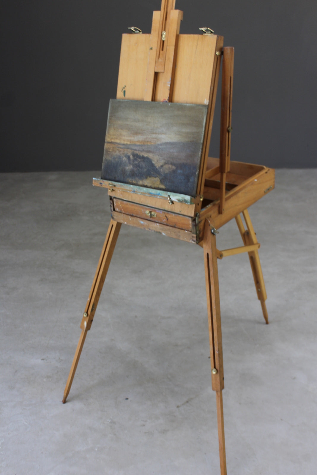 Vintage Beech Artist Box Easel - Kernow Furniture