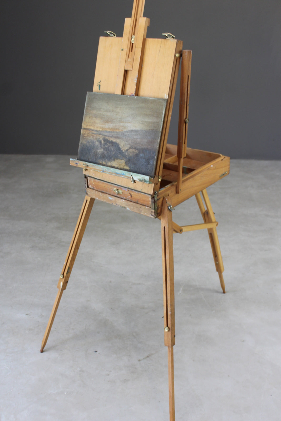 Vintage Beech Artist Box Easel - Kernow Furniture