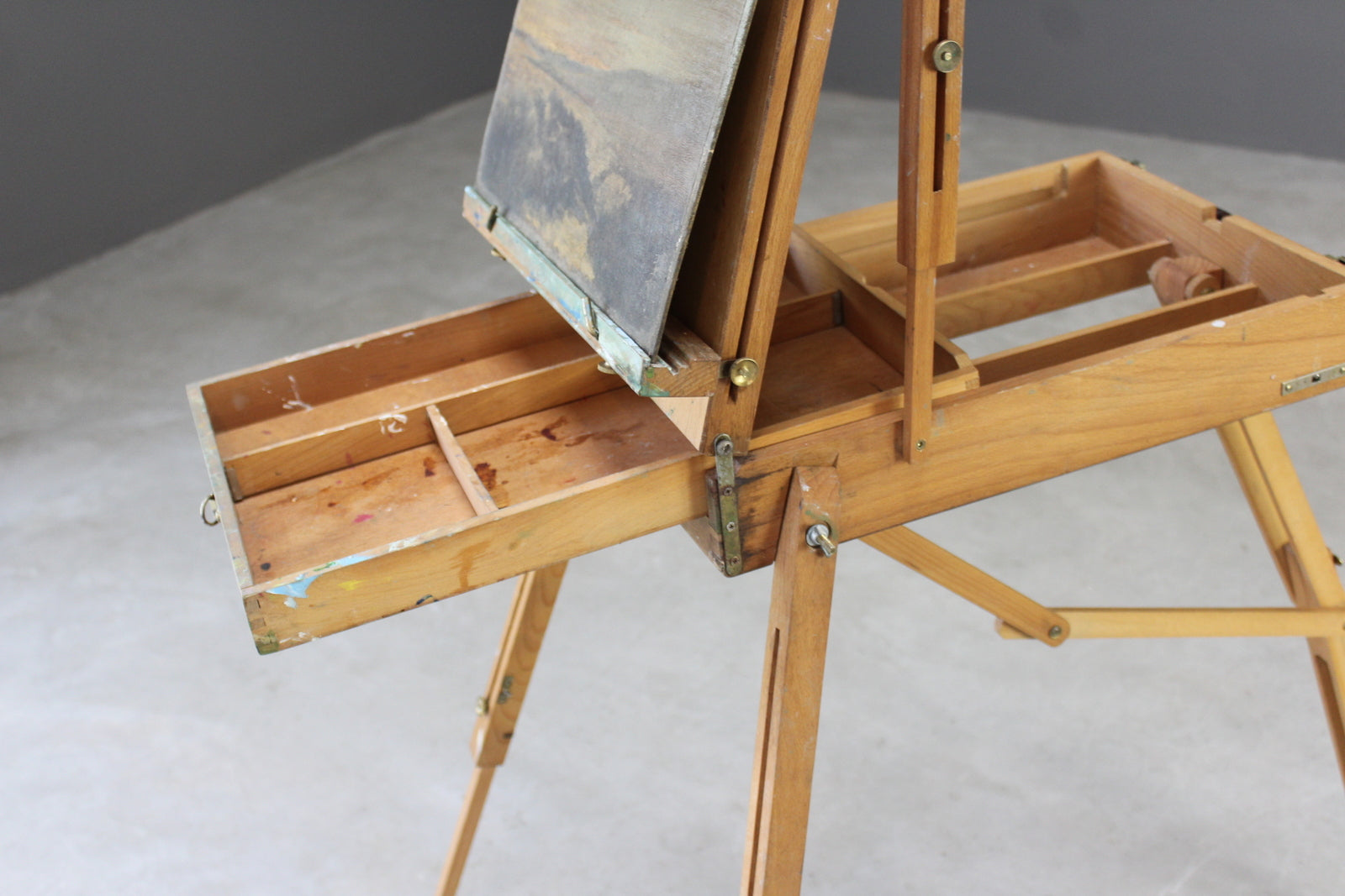 Vintage Beech Artist Box Easel - Kernow Furniture
