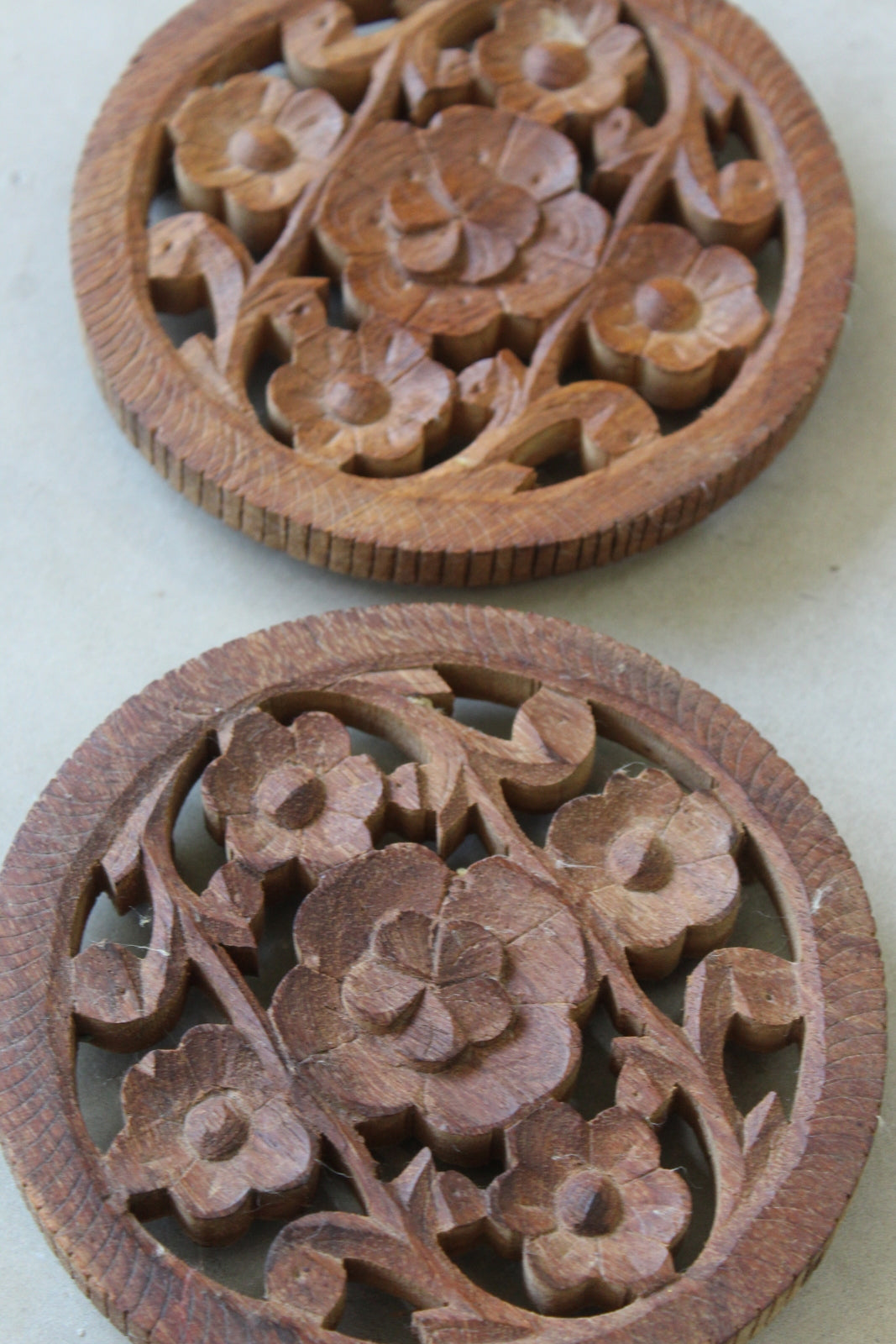 Pair Indian Pierced Carved Trivet - Kernow Furniture