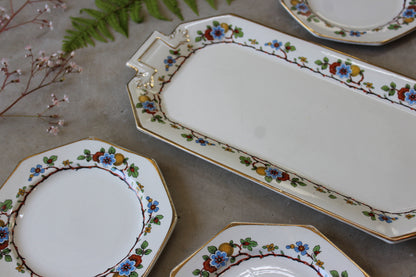 H & K Tunstall Vintage Floral Sandwich Plate 4 Small Plates - Kernow Furniture