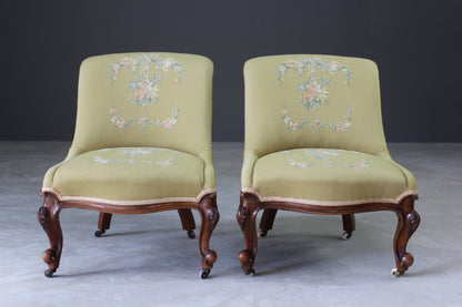 Pair Antique Nursing Chairs - Kernow Furniture