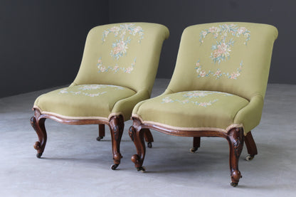 Pair Antique Nursing Chairs - Kernow Furniture