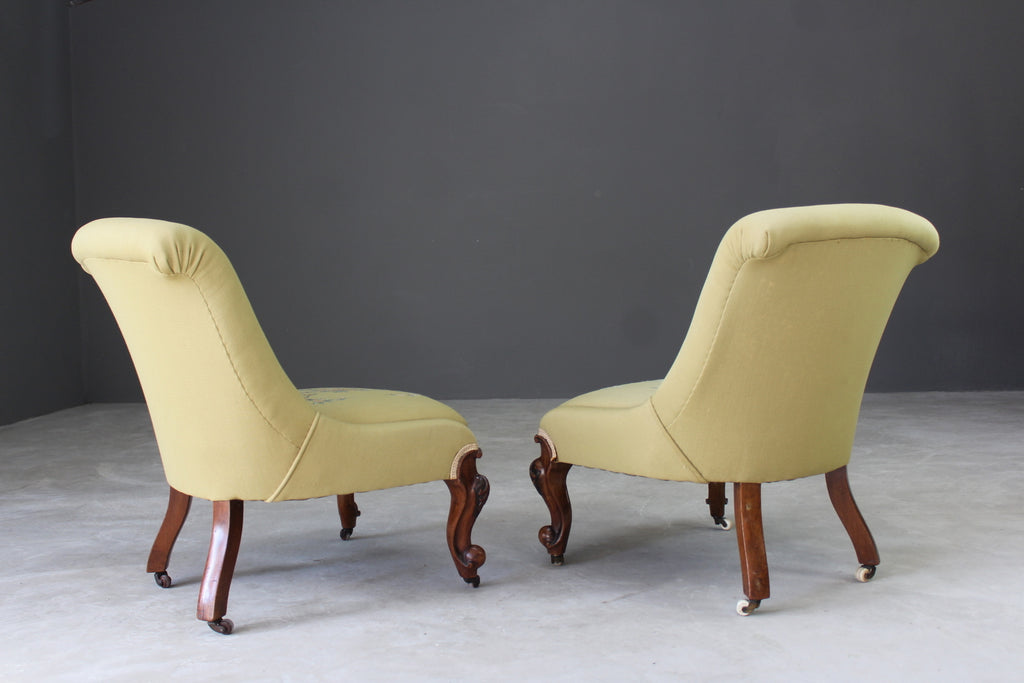 Pair Antique Nursing Chairs - Kernow Furniture