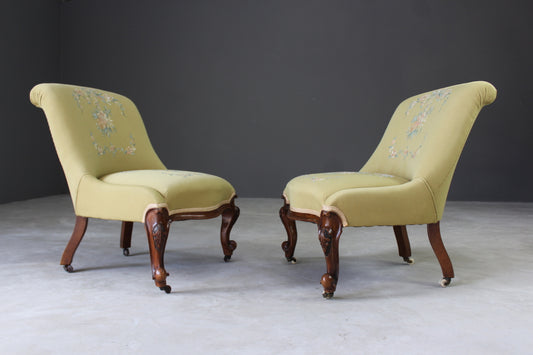 Pair Antique Nursing Chairs - Kernow Furniture