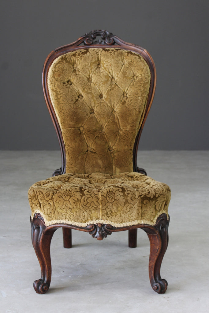 Victorian Rosewood Buttoned Nursing Chair - Kernow Furniture