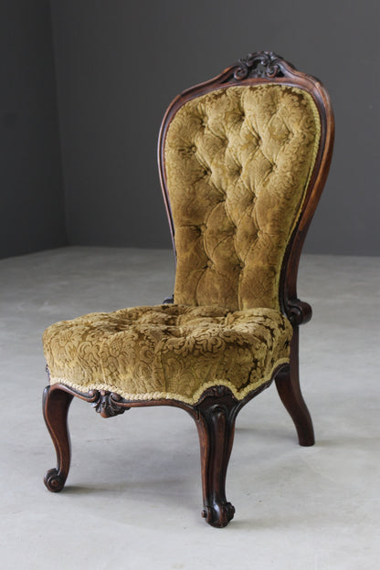 Victorian Rosewood Buttoned Nursing Chair - Kernow Furniture