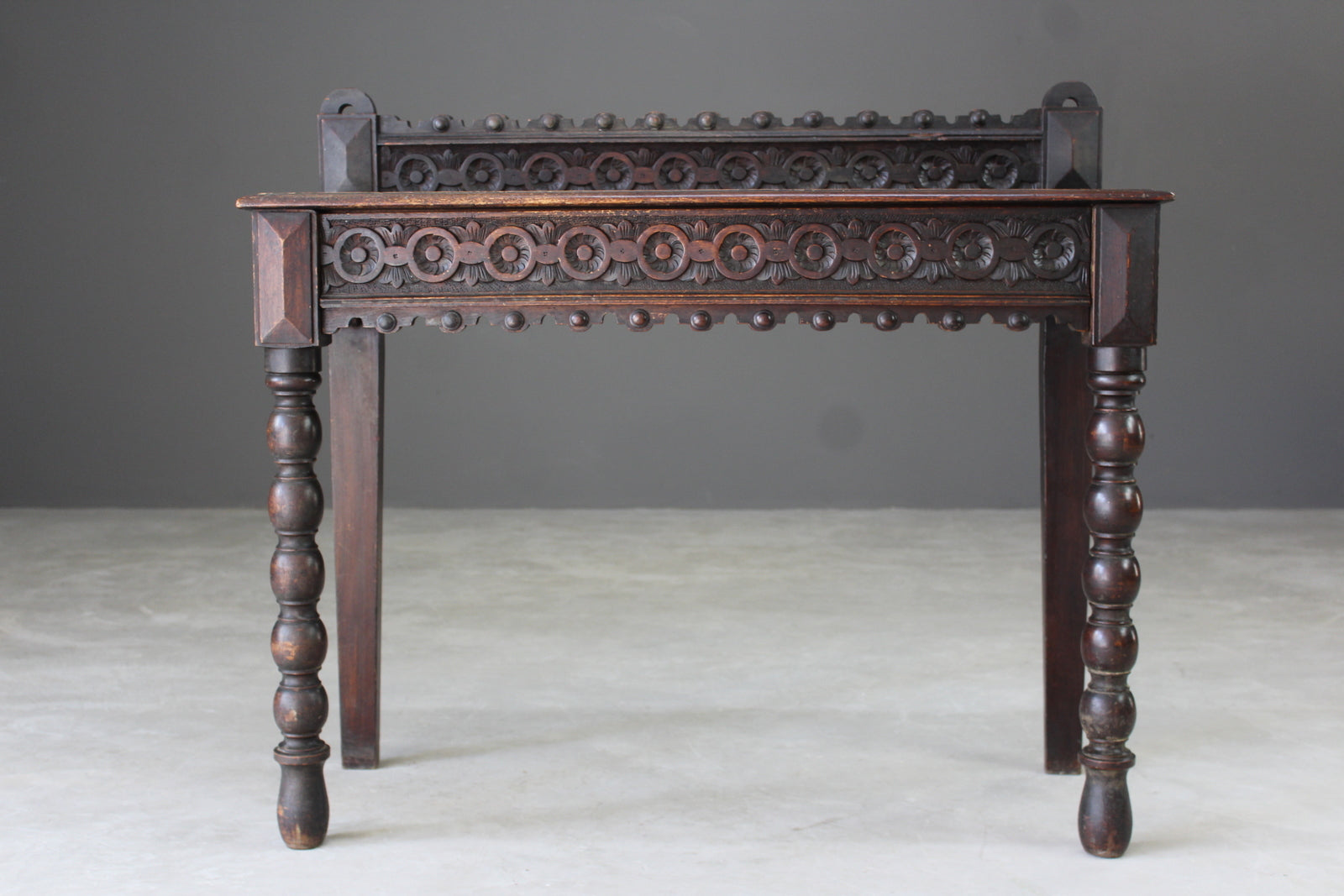 Antique Victorian Oak Carved Side Table - Kernow Furniture