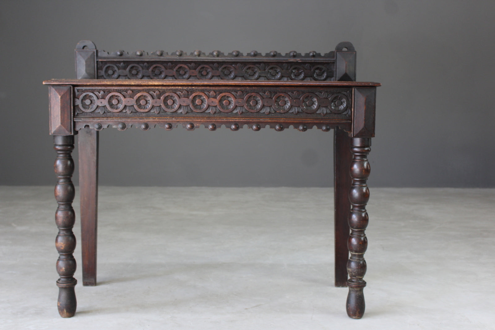 Antique Victorian Oak Carved Side Table - Kernow Furniture