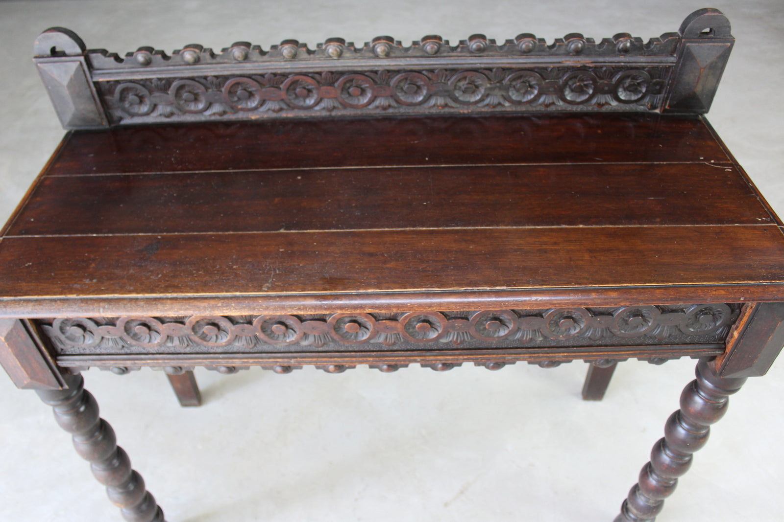 Antique Victorian Oak Carved Side Table - Kernow Furniture