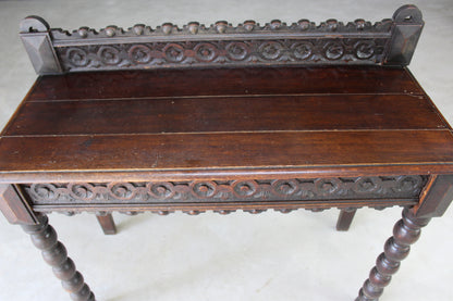 Antique Victorian Oak Carved Side Table - Kernow Furniture