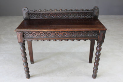 Antique Victorian Oak Carved Side Table - Kernow Furniture