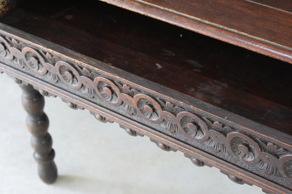 Antique Victorian Oak Carved Side Table - Kernow Furniture