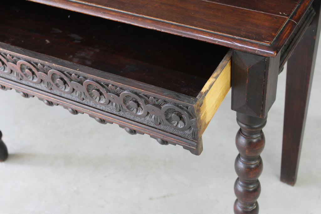 Antique Victorian Oak Carved Side Table - Kernow Furniture